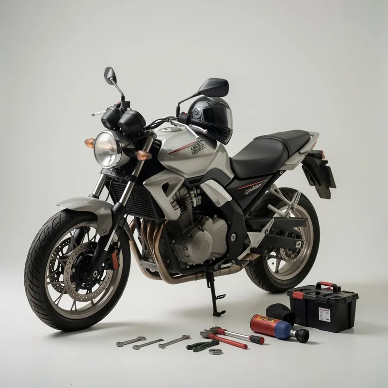 Mécanicien entretenant une moto dans un atelier